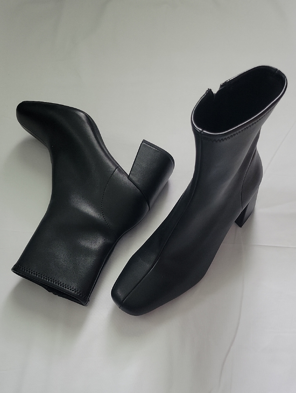 a new day Black Square-Toe Mid Heel Ankle Boots